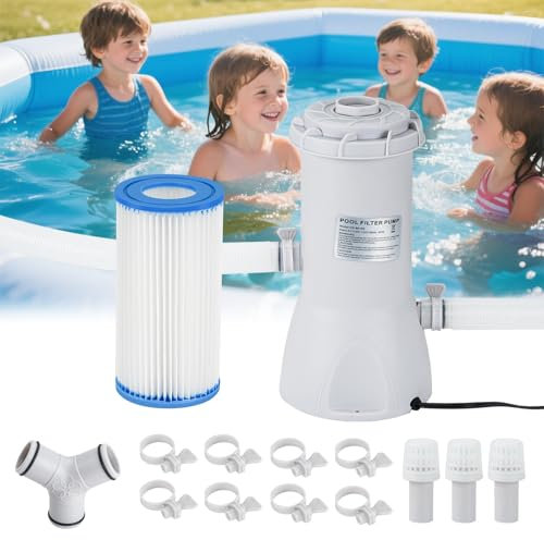 Pompa filtrante per piscina fuori terra da 1000 GPH, potente sistema di filtri per piscina fuori terra migliora rapidamente ed efficacemente la pulizia dell'acqua della piscina, pompe per piscina per
