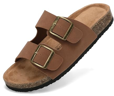 ARRIGO BELLO Sandales Femme Mules et Sabots Cuir été Bout Ouvert Plates en Liège Chaussons Plage Piscines