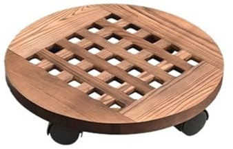 NIUSABOU schwere Pflanzenbehälter mit Rädern, Blumentopf-Transportwagen aus Holz mit feststellbaren, abnehmbaren Rädern for den Innen- und Außenbereich, mehrere Größen, Beige und Braun(Bruin,30cm)