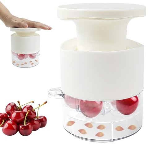 Geentargetel Dénoyauteur de Cerises Multifonction avec Récipient de Récupération pour Noyaux, Idéal pour Confiture et Préparation de Desserts, Poignée en Silicone, Matériau ABS Sans BPA