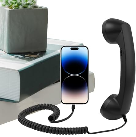 Retro Phone Adapter – ABS 20×6×3cm | Retro Type-C Comfortable Home Supplies With Microphone | Cell Phone To Landline Adapter | For Offices, Travel, Kitchen, Bedside, Bathroom, Desk, Living Room, Schoo