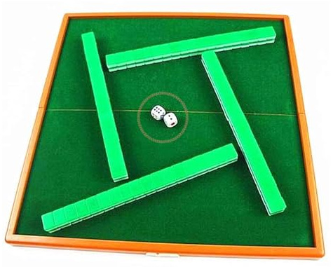 ERYUE Tragbares Mini-Mahjong-Set, Leichtes Mahjong-Spiel für Reisen und Familienfreizeit, Acryl, Mehrfarbig, 144 Stück Fliesen, Mahjong-Tisch, Würfel, Fliesenlineal für Party, Zuhause,