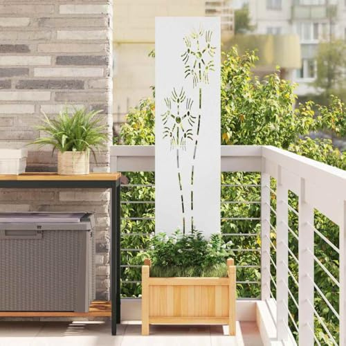 Dekorative Sichtschutzwand Garten Wandrelief,Garten Sichtschutz Leinwand Weiß 32 x 140 cm,Für Balkongeländer,Terrasse Balkon,Vielseitig Einsetzbar,Leichte Montage