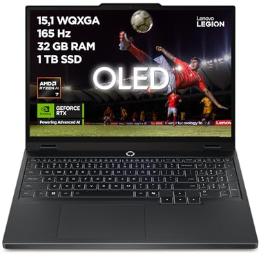 Lenovo Legion 5 Gen 10 - Portátil Gaming IA 15.1 OLED (AMD Ryzen 7 260, NVIDIA GeForce RTX5060, 165Hz, 32GB RAM, 1TB SSD, Wi-Fi7, Sin Sistema Operativo) QWERTY Retroiluminación Blanca, Español-Negro