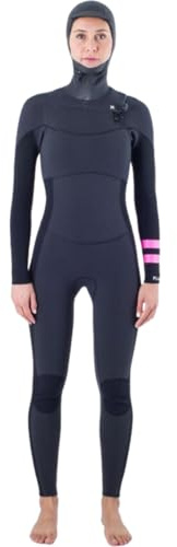 Hurley 2025 Plus Neoprenanzug für Damen, 5/3 mm, mit Kapuze und Reißverschluss, Schwarz/Graphit