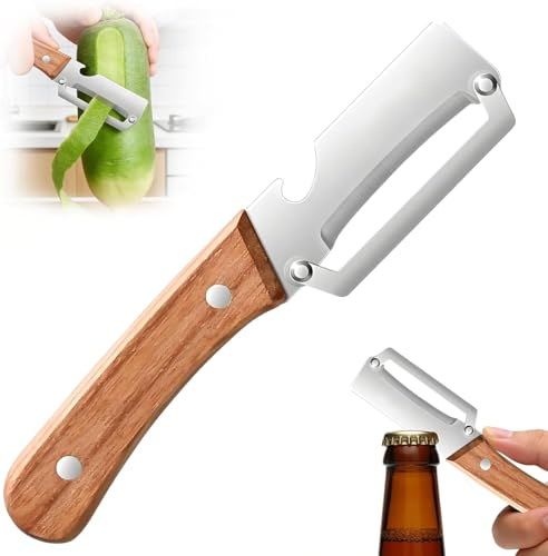 Pelador Verduras Multifunción, 2 en 1 para Cocina Hoja Acero Inoxidable Ultraafilada Pelador Profesional, Pelar Patatas, Zanahorias Abrir Botellas Vino Sin Esfuerzo (1 Pack)