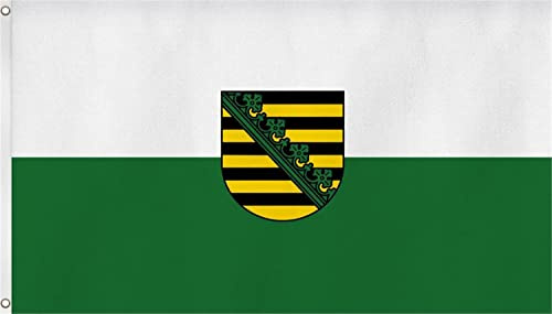 Bundesland Fahne, Grösse: ca. 90x150 cm, Ordentliche Qualität - KEINE hauchdünne Ware - Stoffgewicht ca. 90 gr/m2, Reissfest, für Außenbereich geeignet Sachsen 90 x 150 cm