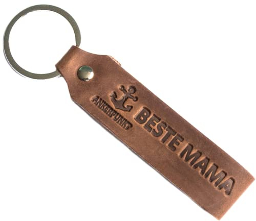 ANKERPUNKT Geschenke für Mama Beste Mama Schlüsselanhänger Leder - Mama Geschenk zum Geburtstag - dunkelbraun Made in Germany