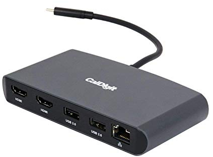 CalDigit Thunderbolt 3 mini Dock (HDMI 2.0)- Portable, busgesteuert, 40Gbs, Dual 4K @ 60Hz, USB 3.0 & 2.0, GbE LAN. Kompatibel mit Thunderbolt 3 Mac und PC (Dual HDMI 2.0)