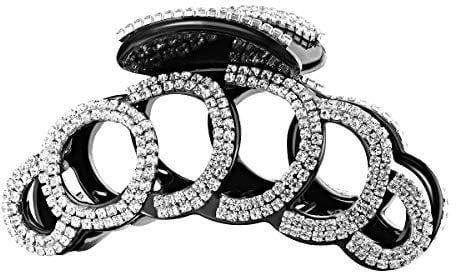 FRCOLOR Large Rhinestone Hair Claw Clips for Women, Non-Slip Resin Jaw Clips for Thick Hair, Elegant Accessories for Daily Use and Styling