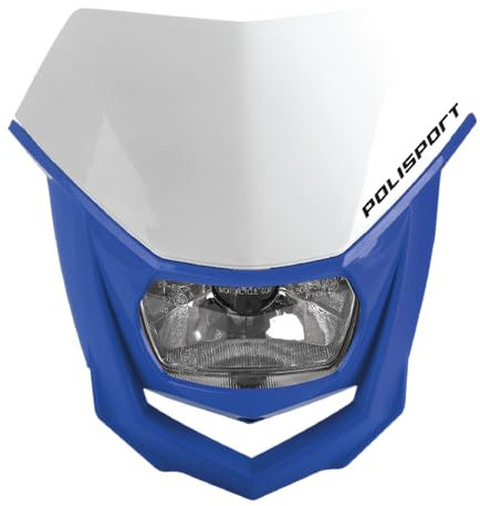Polisport 8657400039 - HALO-Scheinwerfer aus Polypropylen mit Halogenlampe, kompatibel mit allen Motocross-/Enduro-Modellen in Farbe weiß/blau