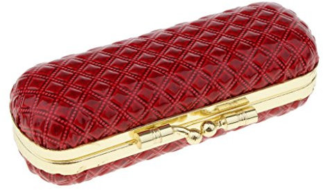 Tenlacum Custodia per rossetto, in pelle PU, con specchio interno, perfetta per borsetta, 9,4 x 3,6 x 2,5 cm, 9,5 x 3,5 x 2,5 cm (rosso)
