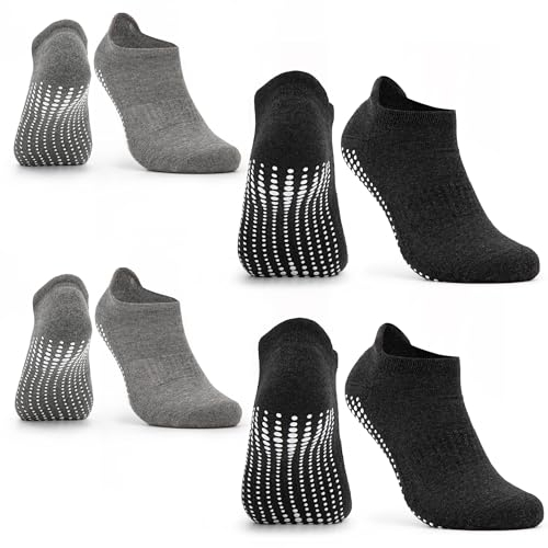 Occulto Damen & Herren Yoga Socken 2-4er Pack (Modell: Mady) 4 Paare | Schwarz-Grau 39-42