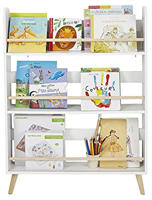 Vertbaudet Schmales Kinderzimmer Bücherregal „Konfetti“ weiß/Natur ONE Size
