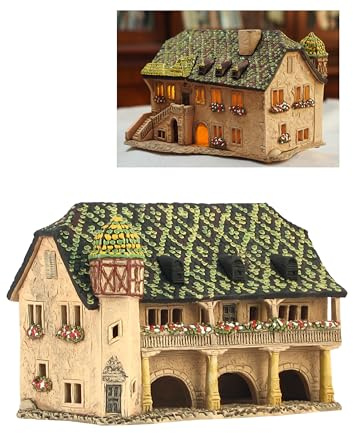 Midene Aroma Lichthaus Keramik Weihnachtshaus, Lichthäuser Weihnachtsdorf, Teelichthaus, Handarbeit Künstlerisches Nachbildung des historischen Hauses Zollhaus in Colmar, Elsass, Frankreich C373AR*