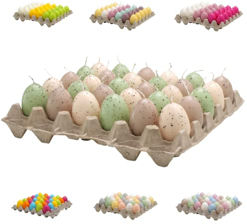 Hochwertige Eikerzen/Ostereier Kerzen - Bunter Mix - Eierkerzen Ostern - Dekoration (Farbmix (7) Vogeleier, Höhe: 6 cm (30 Stück))