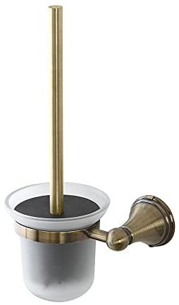 Inbagno Portascopino a Muro, in Vetro Satinato e Acciaio Finitura Bronzo, Include Kit di Fissaggio Serie Iris