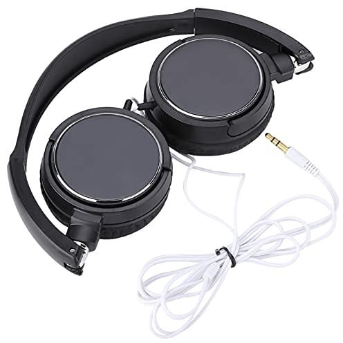 Joyzan Wired Headset, Stereo Over Ear Foldable Headphones Overhead Headset Flat Compact Rotatable Cup Match Smartphones Corded Audio Typing Headphone Headband Retro Head Phones Case Folding