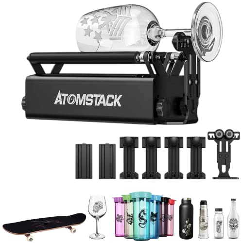 ATOMSTACK R3 Pro Rotationswalze, Hilfsgraviermodul für Lasergravierer, 360 Grad drehbare Rollen für Laserschneider, für Becherförmige/zylindrische/übergroße Objekte (R3 Pro Rotary Roller)
