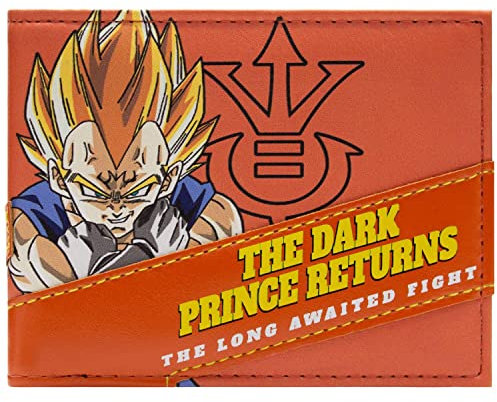 Krillin Dragon DBZ Ball The Dark Prince Returns Portefeuille Bi-Fold Porte-ID & Porte-Cartes, Orange