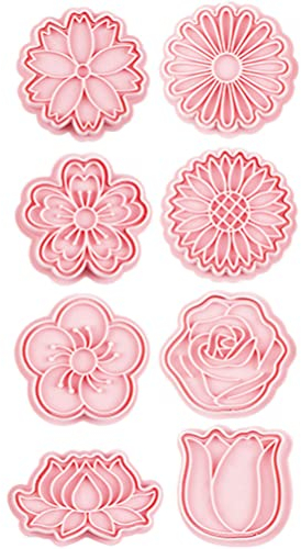 SHERCHPRY Cake Stencil Cake Stencil 8pcs Flower Cookie Biscuit Biscuit Stamper Cookie Making Biscuit Flower Baking Molds Cookie Cutters for Home Kitchen Gingerbread House Cookie Stamp