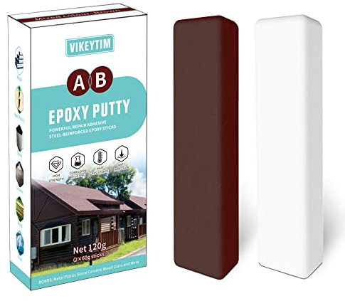 VIKEYTIM Epoxy Knetmasse, 120g 2-Komponenten-Kleber Holz, Metall, Stein, Hartplastik, Acryl, Keramik, Glas, Acryl Kleben und Reparieren Extra Harter Hitze- und wasserbeständig (Braun)