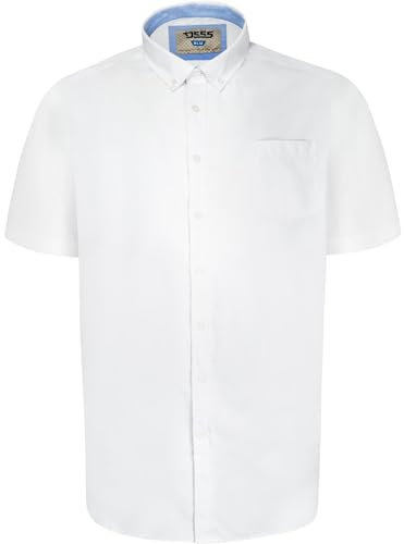 D555 Men's Plus Size James Basic Oxford Short Sleeve Shirt in White 7XL