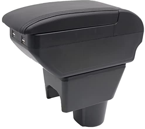 KAERGK Auto Armlehne für Renault Dacia Duster I 2010-2015 Doppelschicht Mittelkonsole Große Aufbewahrungsbox mit Becherhalter Zubehör Schwarz