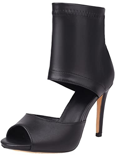 StyliShoes Donne Peep Toe Stivali Corti Estivi A Stiletto Tacco Stivaletti Con Cerniera Posteriore, Nero , 39 EU
