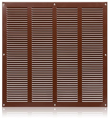 400x400mm Griglia di Ventilazione in Acciaio Marrone con Zanzariera - Griglie di Aerazione in Metallo