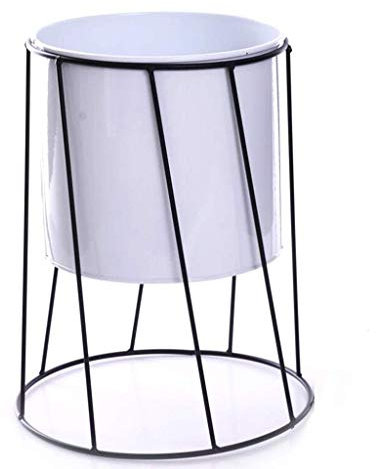 Pflanzenständer für Innen- und Außentöpfe – Pflanzenständer im Metalltopf für Haus und Garten – Robuster Topfständer aus verzinktem Stahl HUA0417J (Farbe: 2Weiß, Größe: klein)