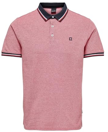 ONLY & SONS Men's Onsfletcher Slim SS Polo Noos, Racing Red, M