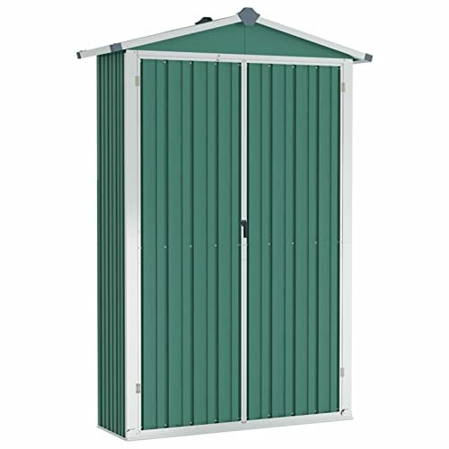 Garden Shed,Outdoor Garden Storage Shed,Garden Storage, Waterproof Metal Shed for Firewood, Garbage Can,Tool,Bike Shed,Strong Reinforced Roof Structure Green 107.5x46x183 cm Galvanised Steel Festnight