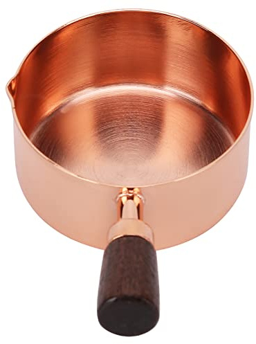 Mini Casserole, Ø11.5 cm Acier Inoxydable Casserole à Sauce, Or Rose Chauffe-beurre avec Bec Verseur et Poignée en Bois pour Ustensiles de Cuisine à Domicile(1/2 tasse)