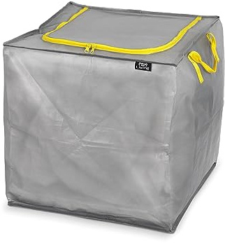 DOMO PAK LIVING Mehrzwecktasche 90 Liter aus Polypropylen mit Reißverschluss, Grau, ideal für Keller und Garage, 45x45x45 cm, 15 kg Tragkraft