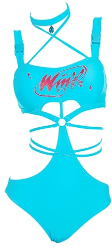 Winx Club Damen Bloom Halfter Hohl Krawatte Verschluss Design Einteiler Badeanzug Badeanzug, Blau, Large