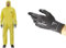 Ansell AlphaTec 2300 Model 132, Einweg-Schutzanzug mit Kapuze, Gelb, Größe XL (1 Stück) + HyFlex 11-840 Professionelle Arbeitshandschuhe, Rutschfeste Nitril-Beschichtung, Schwarz, Größe XL (1 Paar)