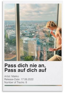 SECOLI Pass Dich Nie An Pass Auf Dich Auf – Makko Album Cover Leinwand Poster Dekorative Malerei Wandkunst Bild Druck Moderne Dekoration 30 x 45 cm