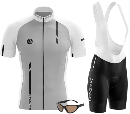 Herren-Fahrradbekleidungs-Set, Fahrradtrikot und gepolsterte Fahrradhose für Herren, MTB, Rennrad mit 3 Taschen, Radtrikots, Typ-3, XXL