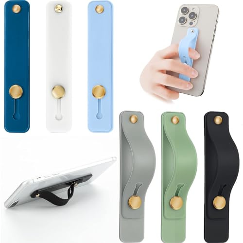 IBXWMNG Handyschlaufen-Fingerhalter,6er Pack Telefongriffhalter aus Silikon,Teleskopischer Handyhalter,Telefongriffhalter Finger，Griff Silikon，Funktioniert mit Allen Smartphones(6 Farben)