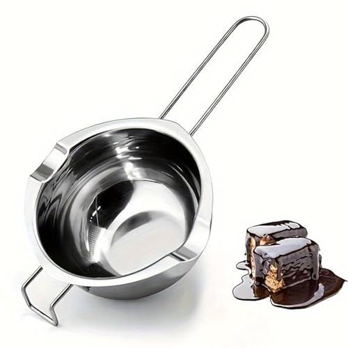 trabag 600ml Wasserbad Schmelzschale, Edelstahl 304 Schokolade Schmelzen, Schmelztopf Kerzenwachs, Schmelztiegel für Schokolade Zucker Butter Käse Karamell Kerzen, Schokoladen Schmelztopf