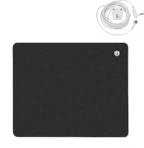Grounding Mat Earthing Mouse Pad with 4.6m Grounded Cord 25x30cm Earthing Universal Mat for Desk Couch Bed Black.