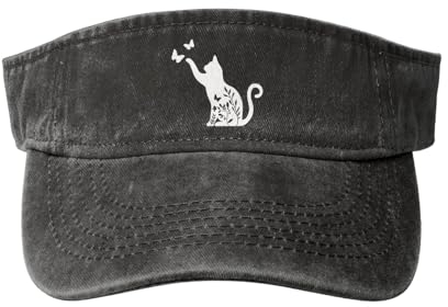 Fenmshairy Sport-Sonnenblende für Damen, Blumenmuster, verstellbar, leer, Golf-Baseballkappe für Männer und Frauen, Schwarz, Einheitsgröße