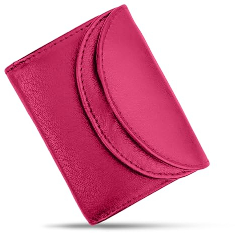 FLEXIBILITE® Kleines Portemonnaie Damen Leder – Mini Geldbörse Herren mit RFID Schutz – [Das Orginal 2026] – Kleine Geldbörse mit 2 Kartenfächern & Münzfach – Kinderportmonee Jungen Mädchen – Pink