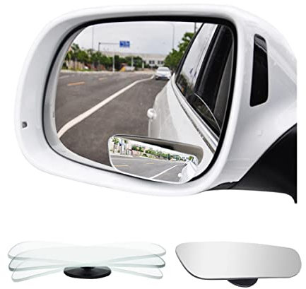 CGEAMDY 2 Stück Wasserdichter HD Glas Toter-Winkel-Spiegel, 360° Einstellbarer Weitwinkel-Seitenspiegel, Anti-Blendung Auto Rückspiegel, Autospiegel Rückspiegel Einstellbar Für Fahrzeuge(Rahmenlos)