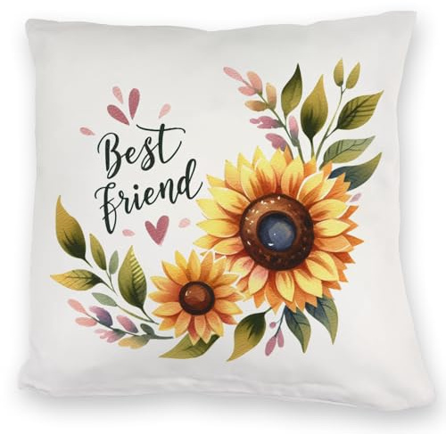 Beste Freundin Sonnenblume Kuschelkissen mit Spruch Best Friend Gelb Blume Natur Blüte Pflanze Freundschaft Schriftzug