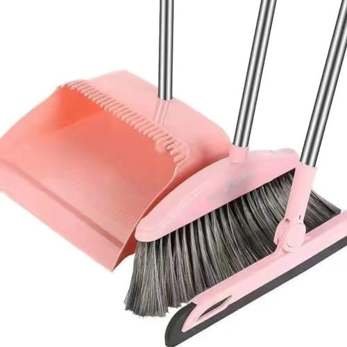 Netoches Juego de Escoba y Recogedor, Limpiaparabrisas, Limpieza del Hogar, Juego de Limpieza con Manejar para Vestíbulo, Hogar, Cocina, Limpieza, Rosa
