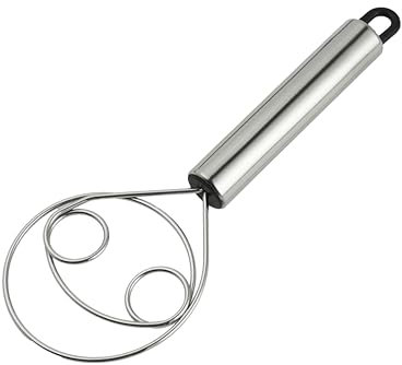 Fouet à pâte danois original en acier inoxydable – Crochet à pâte danois de cuisine pour mélanger le pain 21 cm – Wisk hollandais à la main pour fouetter et mélanger les œufs, levain, pâtisserie