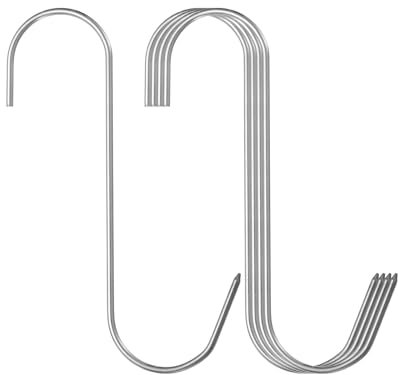 sourcing map 4pcs 6 Meat Hooks 304 Stainless Steel Butcher Hook S-Shaped Meat Processing Hooks for Hanging Smoking Grilling Beef Rib BBQ (MAX Load 11 Pound)