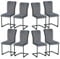 JYMTOM 8er Set Freischwinger Schwingstuhl Esszimmerstuhl mit Samt-Bezug und hoher Rücklehne, Metallgestell, Moderner Küchenstuhl, Polsterstuhl für Wohnzimmer Konferenzraum und Esszimmer (8, Grau)